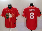 Men's San Francisco 49ers #8 Steve Young Red With Patch Cool Base Stitched Baseball Jerseys,baseball caps,new era cap wholesale,wholesale hats