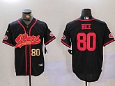 Men's San Francisco 49ers #80 Jerry Rice Black With Patch Cool Base Stitched Baseball Jerseys,baseball caps,new era cap wholesale,wholesale hats