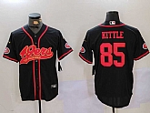 Men's San Francisco 49ers #85 George Kittle Black With Patch Cool Base Stitched Baseball Jerseys,baseball caps,new era cap wholesale,wholesale hats