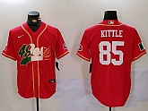 Men's San Francisco 49ers #85 George Kittle Red With Patch Cool Base Stitched Baseball Jerseys,baseball caps,new era cap wholesale,wholesale hats