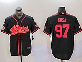 Men's San Francisco 49ers #97 Nick Bosa Black With Patch Cool Base Stitched Baseball Jerseys,baseball caps,new era cap wholesale,wholesale hats