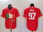 Men's San Francisco 49ers #97 Nick Bosa Red With Patch Cool Base Stitched Baseball Jerseys,baseball caps,new era cap wholesale,wholesale hats