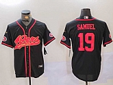 Men's San Francisco 49ers#19 Deebo Samuel Black With Patch Cool Base Stitched Baseball Jersey,baseball caps,new era cap wholesale,wholesale hats