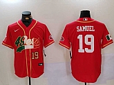 Men's San Francisco 49ers#19 Deebo Samuel Red With Patch Cool Base Stitched Baseball Jersey,baseball caps,new era cap wholesale,wholesale hats