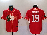 Men's San Francisco 49ers#19 Deebo Samuel Red With Patch Cool Base Stitched Baseball Jerseys,baseball caps,new era cap wholesale,wholesale hats