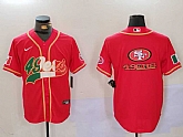 Men's San Francisco 49ers Team Big Logo Red With Patch Cool Base Stitched Baseball Jersey,baseball caps,new era cap wholesale,wholesale hats