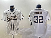 Mens New Orleans Saints #32 Tyrann Mathieu White Cool Base Stitched Baseball Jersey,baseball caps,new era cap wholesale,wholesale hats