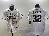 Mens New Orleans Saints #32 Tyrann Mathieu White Cool Base Stitched Baseball Jerseys,baseball caps,new era cap wholesale,wholesale hats