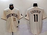 Milwaukee Brewers #11 Jackson Chourio Cream Stitched Cool Base Nike Jerseys,baseball caps,new era cap wholesale,wholesale hats