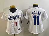 Women's Los Angeles Dodgers #11 Miguel Rojas Number White Cool Base Stitched Jersey,baseball caps,new era cap wholesale,wholesale hats