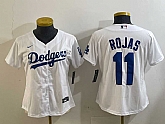 Women's Los Angeles Dodgers #11 Miguel Rojas White Cool Base Stitched Jersey,baseball caps,new era cap wholesale,wholesale hats