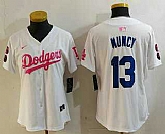 Women's Los Angeles Dodgers #13 Max Muncy White Pink With Patch Limited Stitched Jersey,baseball caps,new era cap wholesale,wholesale hats