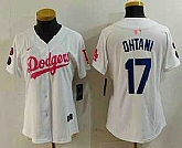 Women's Los Angeles Dodgers #17 Shohei Ohtani White Pink With Patch Limited Stitched Jersey,baseball caps,new era cap wholesale,wholesale hats