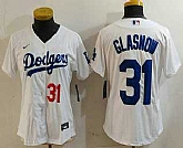 Women's Los Angeles Dodgers #31 Tyler Glasnow Number White Stitched Cool Base Nike Jersey,baseball caps,new era cap wholesale,wholesale hats