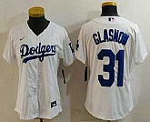 Women's Los Angeles Dodgers #31 Tyler Glasnow White Stitched Cool Base Nike Jersey,baseball caps,new era cap wholesale,wholesale hats