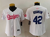 Women's Los Angeles Dodgers #42 Jackie Robinson White Pink With Patch Limited Stitched Jersey,baseball caps,new era cap wholesale,wholesale hats