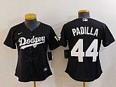 Women's Los Angeles Dodgers #44 Vicente Padilla Black Cool Base Stitched Jersey,baseball caps,new era cap wholesale,wholesale hats