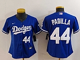 Women's Los Angeles Dodgers #44 Vicente Padilla Number Blue Cool Base Stitched Jerseys,baseball caps,new era cap wholesale,wholesale hats