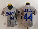 Women's Los Angeles Dodgers #44 Vicente Padilla Number Grey Cool Base Stitched Jerseys,baseball caps,new era cap wholesale,wholesale hats