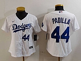 Women's Los Angeles Dodgers #44 Vicente Padilla Number White Cool Base Stitched Jerseys,baseball caps,new era cap wholesale,wholesale hats