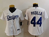 Women's Los Angeles Dodgers #44 Vicente Padilla White Cool Base Stitched Jersey,baseball caps,new era cap wholesale,wholesale hats