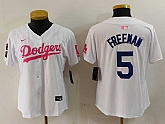 Women's Los Angeles Dodgers #5 Freddie Freeman White Pink With Patch Limited Stitched Jersey,baseball caps,new era cap wholesale,wholesale hats