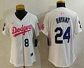 Women's Los Angeles Dodgers #8 24 Kobe Bryant Number White Pink With Patch Limited Stitched Jersey,baseball caps,new era cap wholesale,wholesale hats