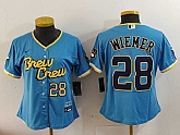 Women's Milwaukee Brewers #28 Joey Wiemer Blue 2022 City Connect Cool Base Stitched Jerseys,baseball caps,new era cap wholesale,wholesale hats