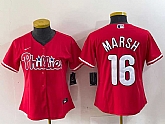 Women's Philadelphia Phillies #16 Brandon Marsh Red Stitched Cool Base Jersey,baseball caps,new era cap wholesale,wholesale hats