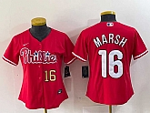 Women's Philadelphia Phillies #16 Brandon Marsh Red Stitched Cool Base Jerseys,baseball caps,new era cap wholesale,wholesale hats