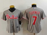 Women's Philadelphia Phillies #7 Trea Turner Grey Stitched Cool Base Nike Jersey,baseball caps,new era cap wholesale,wholesale hats