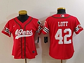 Women's San Francisco 49ers #42 Ronnie Lott Red Mexico Cool Base Stitched Baseball Jersey,baseball caps,new era cap wholesale,wholesale hats