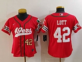 Women's San Francisco 49ers #42 Ronnie Lott Red Mexico Cool Base Stitched Baseball Jerseys,baseball caps,new era cap wholesale,wholesale hats