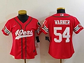 Women's San Francisco 49ers #54 Fred Warner Red Mexico Cool Base Stitched Baseball Jersey,baseball caps,new era cap wholesale,wholesale hats