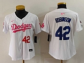 Womens Los Angeles Dodgers #42 Jackie Robinson White Pink With Patch Limited Stitched Jersey,baseball caps,new era cap wholesale,wholesale hats