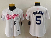 Womens Los Angeles Dodgers #5 Freddie Freeman White Pink With Patch Limited Stitched Jersey,baseball caps,new era cap wholesale,wholesale hats