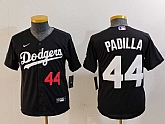 Youth Los Angeles Dodgers #44 Vicente Padilla Number Black Cool Base Stitched Jersey,baseball caps,new era cap wholesale,wholesale hats