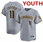 Youth Milwaukee Brewers #11 Jackson Chourio Grey 2024 Away Limited Stitched Baseball Jersey,baseball caps,new era cap wholesale,wholesale hats