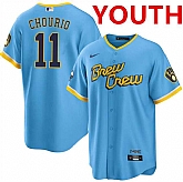 Youth Milwaukee Brewers #11 Jackson Chourio Powder Blue City Connect Cool Base Stitched Jersey,baseball caps,new era cap wholesale,wholesale hats