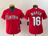 Youth Philadelphia Phillies #16 Brandon Marsh Red Stitched Cool Base Jersey,baseball caps,new era cap wholesale,wholesale hats