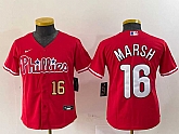 Youth Philadelphia Phillies #16 Brandon Marsh Red Stitched Cool Base Jerseys,baseball caps,new era cap wholesale,wholesale hats