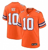 Men & Women & Youth Denver Broncos #10 Bo Nix Orange Mile High Collection F.U.S.E. 1977 Throwback Stitched Game Jersey,baseball caps,new era cap wholesale,wholesale hats