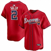 Men's Atlanta Braves #2 Jorge Soler Red 2024 Alternate Limited Stitched Baseball Jersey Dzhi,baseball caps,new era cap wholesale,wholesale hats