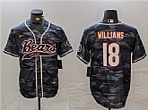 Men's Chicago Bears #18 Caleb Williams Grey Camo With Patch Cool Base Stitched Baseball Jersey,baseball caps,new era cap wholesale,wholesale hats