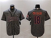 Men's Chicago Bears #18 Caleb Williams Grey With Patch Cool Base Stitched Baseball Jersey,baseball caps,new era cap wholesale,wholesale hats