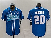 Men's Detroit Lions #20 Barry Sanders Blue With 90th Anniversary Patch Cool Base Stitched Baseball Jersey1,baseball caps,new era cap wholesale,wholesale hats