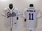 Men's Indianapolis Colts #11 Michael Pittman Jr White Cool Base Stitched Baseball Jersey,baseball caps,new era cap wholesale,wholesale hats