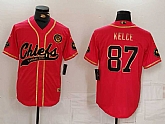 Men's Kansas City Chiefs #87 Travis Kelce Red Gold Cool Base Stitched Baseball Jersey,baseball caps,new era cap wholesale,wholesale hats