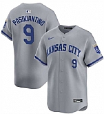 Men's Kansas City Royals #9 Vinnie Pasquantino Gray 2024 Away Limited Stitched Baseball Jersey Dzhi,baseball caps,new era cap wholesale,wholesale hats