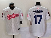 Men's Los Angeles Dodgers #17 Shohei Ohtani White Pink Vin & Kobe Patch Stitched Baseball Jersey,baseball caps,new era cap wholesale,wholesale hats